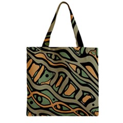 Green Abstract Art Zipper Grocery Tote Bag by Valentinaart