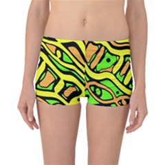 Yellow, Green And Oragne Abstract Art Boyleg Bikini Bottoms by Valentinaart