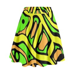 Yellow, Green And Oragne Abstract Art High Waist Skirt by Valentinaart