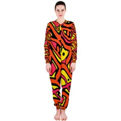 Orange Hot Abstract Art Onepiece Jumpsuit (ladies)  by Valentinaart