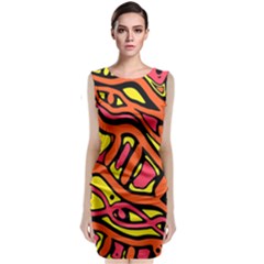 Orange Hot Abstract Art Classic Sleeveless Midi Dress by Valentinaart