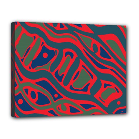 Red And Green Abstract Art Canvas 14  X 11 