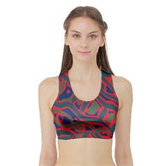 Red And Green Abstract Art Sports Bra With Border