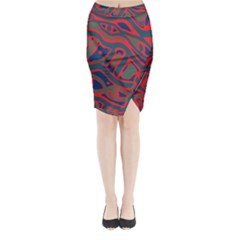 Red And Green Abstract Art Midi Wrap Pencil Skirt by Valentinaart