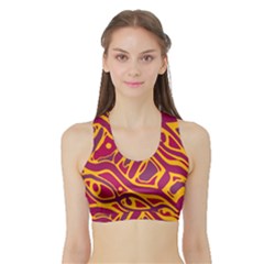 Orange Abstract Art Sports Bra With Border by Valentinaart