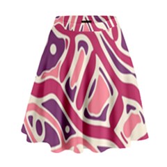 Pink And Purple Abstract Art High Waist Skirt by Valentinaart