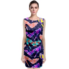 Colorful High Heels Pattern Classic Sleeveless Midi Dress