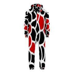 Red, Black And White Abstraction Hooded Jumpsuit (kids) by Valentinaart