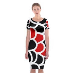 Red, Black And White Abstraction Classic Short Sleeve Midi Dress by Valentinaart