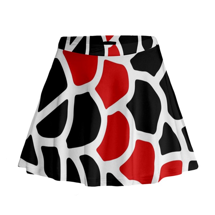 Red, black and white abstraction Mini Flare Skirt