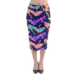 Colorful High Heels Pattern Midi Pencil Skirt