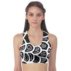 Black And White Playful Design Sports Bra by Valentinaart