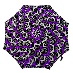 Purple Playful Design Hook Handle Umbrellas (large) by Valentinaart