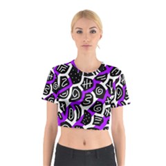 Purple Playful Design Cotton Crop Top by Valentinaart