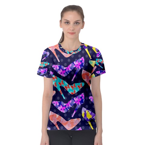 Colorful High Heels Pattern Women s Sport Mesh Tee by DanaeStudio