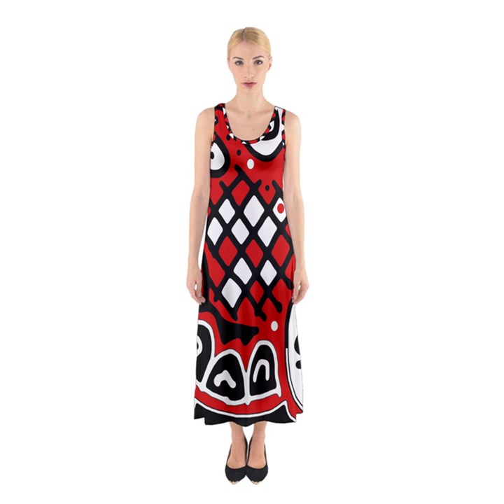 Red high art abstraction Sleeveless Maxi Dress