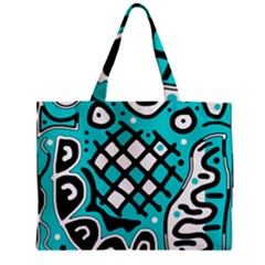 Cyan High Art Abstraction Zipper Mini Tote Bag by Valentinaart