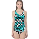 Cyan high art abstraction One Piece Swimsuit View1