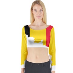 Belgium Flag Map Long Sleeve Crop Top