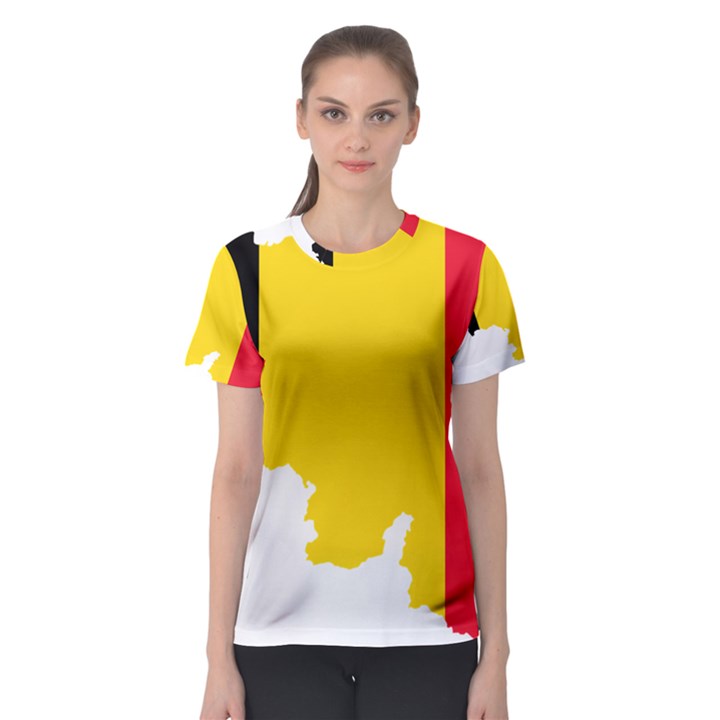 Belgium Flag Map Women s Sport Mesh Tee