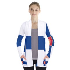 State Flag Of Finland  Women s Open Front Pockets Cardigan(p194)