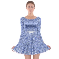 Blue And White Long Sleeve Skater Dress by olgart