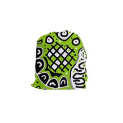 Green high art abstraction Drawstring Pouches (Small) 