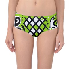 Green high art abstraction Mid-Waist Bikini Bottoms