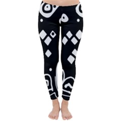 Black And White High Art Abstraction Winter Leggings  by Valentinaart