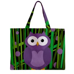 Purple Owl Zipper Mini Tote Bag by Valentinaart