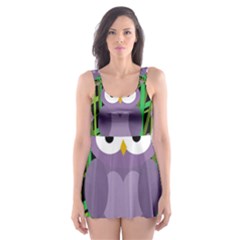 Purple Owl Skater Dress Swimsuit by Valentinaart