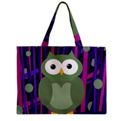 Green and purple owl Zipper Mini Tote Bag