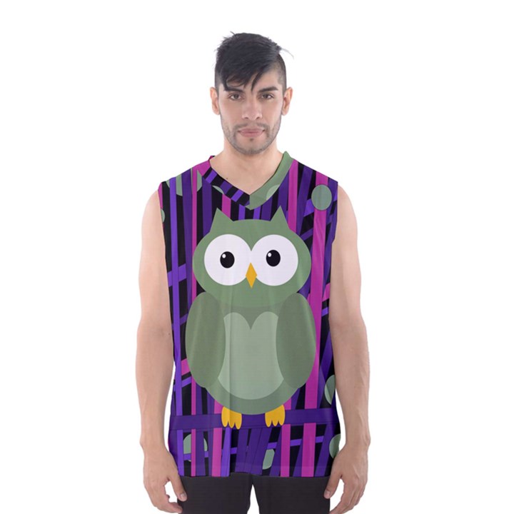 Green and purple owl Men s Basketball Tank Top