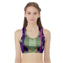 Green and purple owl Sports Bra with Border View1