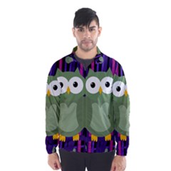 Green and purple owl Wind Breaker (Men)
