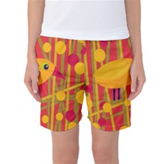 Yellow Bird Women s Basketball Shorts by Valentinaart