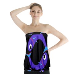 Blue Fishes Strapless Top by Valentinaart