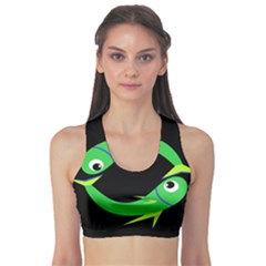 Green Fishes Sports Bra by Valentinaart