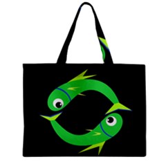 Green Fishes Zipper Mini Tote Bag by Valentinaart