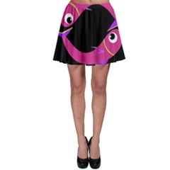 Magenta Fishes Skater Skirt by Valentinaart