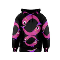 Magenta Fishes Kids  Zipper Hoodie by Valentinaart