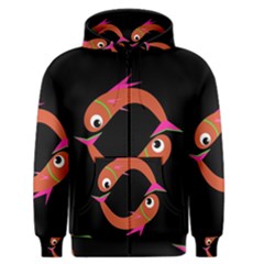 Orange Fishes Men s Zipper Hoodie by Valentinaart