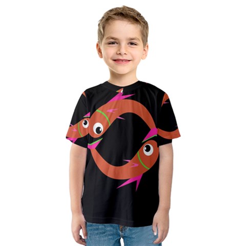 Orange Fishes Kid s Sport Mesh Tee by Valentinaart