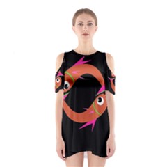 Orange Fishes Cutout Shoulder Dress by Valentinaart
