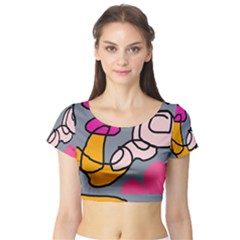 Colorful Abstract Design By Moma Short Sleeve Crop Top (tight Fit) by Valentinaart