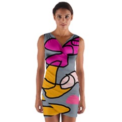 Colorful Abstract Design By Moma Wrap Front Bodycon Dress by Valentinaart