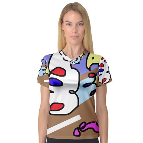 Abstract Comic Women s V-neck Sport Mesh Tee by Valentinaart