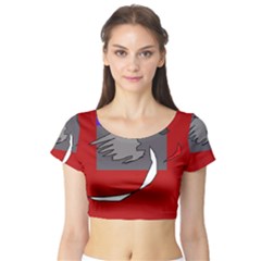 Red Abstraction By Moma Short Sleeve Crop Top (tight Fit) by Valentinaart