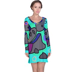 Blue Comic Abstract Long Sleeve Nightdress by Valentinaart