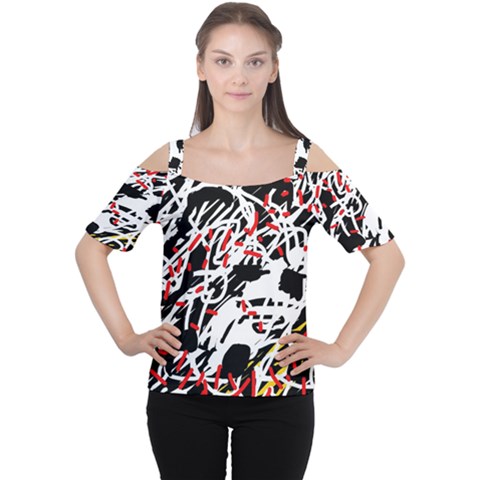 Colorful Chaos By Moma Women s Cutout Shoulder Tee by Valentinaart